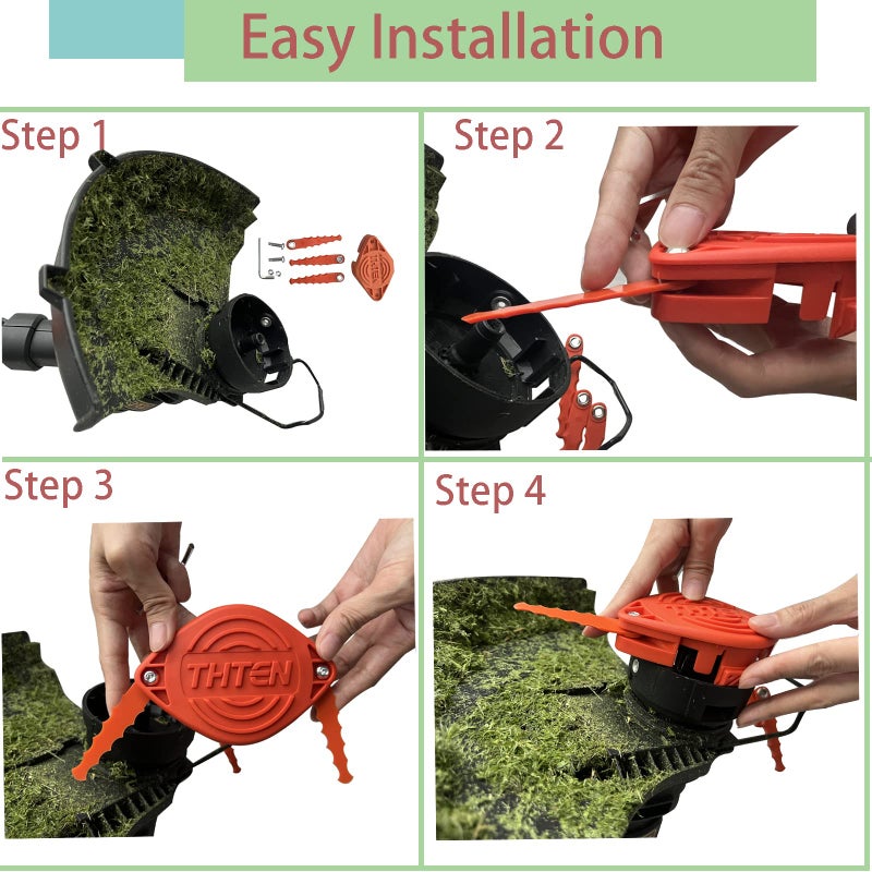 THTEN AF-100 String Trimmer Spool Compatible with Black and Decker GH600 GH900 LST201 LSTE525 BESTA510 30ft 0.065" Refills Line AFS Weed Eater Edger with RC-100-P Spool Cap Covers 6+2 - Image 5